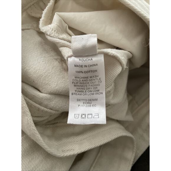 Roucha Detto Ecru Wide Leg Barrel Denim Jeans High Rise Cotton Size A US 6 - Picture 5 of 5